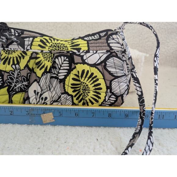 Vera Bradley Frannie Small Crossbody in "Citron" Pattern Yellow Gray White Black - Picture 4 of 11